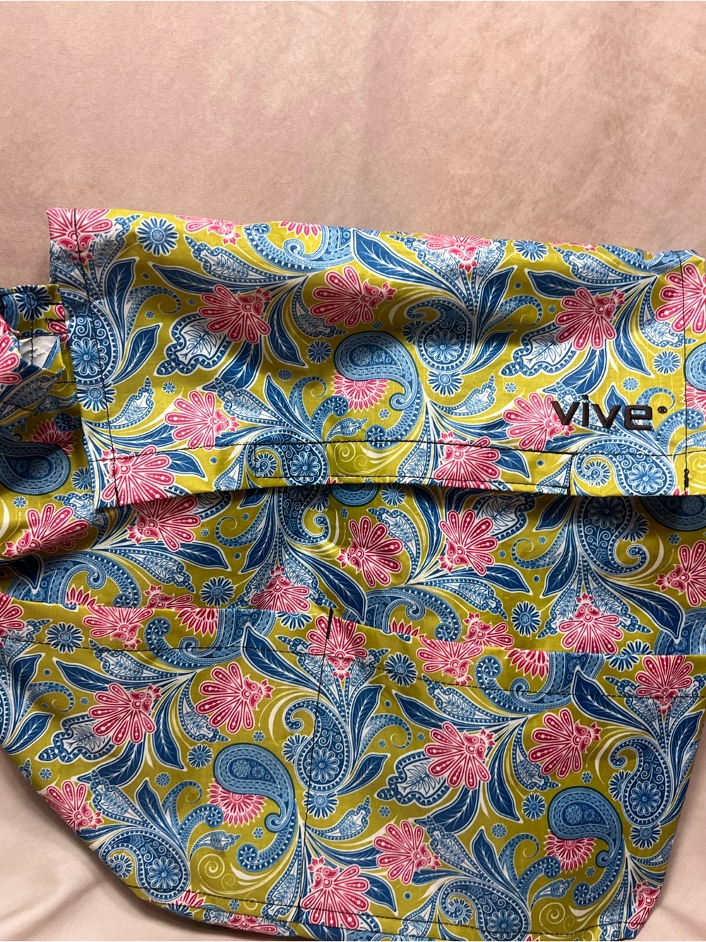 VIVE Large Paisley Floral Tote Bag Mustard Blue Pink Boho Travel Utility Bag